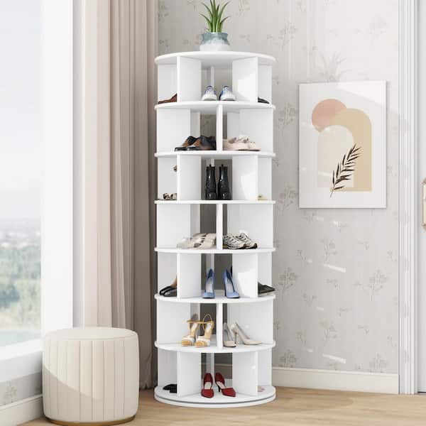 64.9 in. H x 23.6 in. W White Particle Board Shoe Storage Cabinet