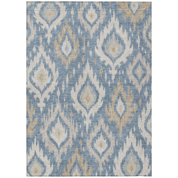 Chantille Machine Washable Indoor/Outdoor Abstract ACN3073 Denim 8 ft. x 10 ft. Area Rug