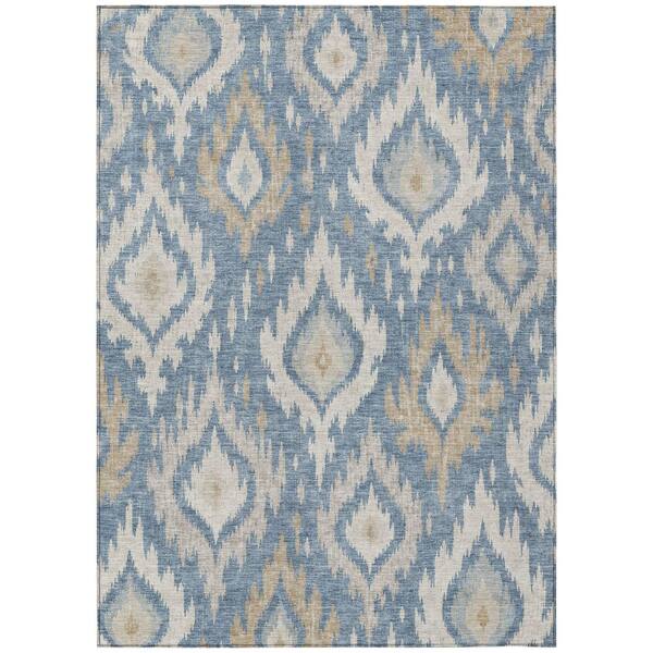 Chantille Machine Washable Indoor/Outdoor Abstract ACN3073 Denim 9 ft. x 12 ft. Area Rug