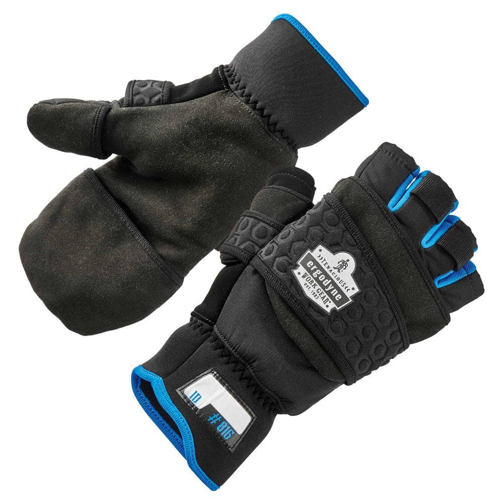 ProFlex 816 Medium Black Thermal Flip-Top Gloves