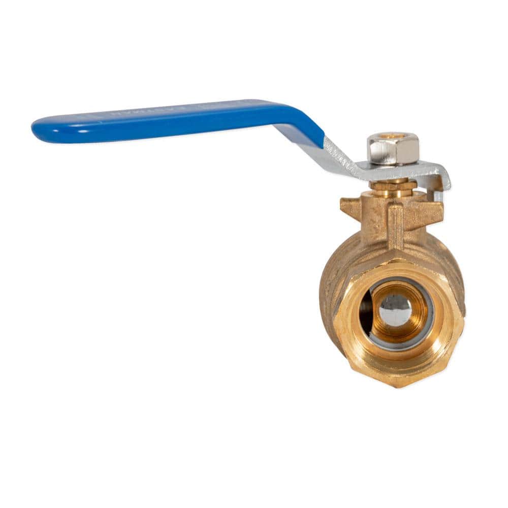 Heavy-Duty Brass Full Port Ball Valve with Blue Handle, 3/4 inch