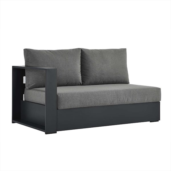 Tahoe Outdoor Patio Powder-Coated Aluminum Modular Left-Facing Loveseat in Gray Charcoal