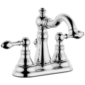 Bagneux 4 in. Centerset Double Handle Traditional Bathroom Faucet with Drain Kit in Chrome