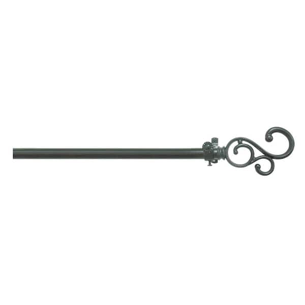 ACHIM Buono II Medley 28 in. - 48 in. Adjustable 3/4 in. Single Curtain Rod in Black Medley Finials