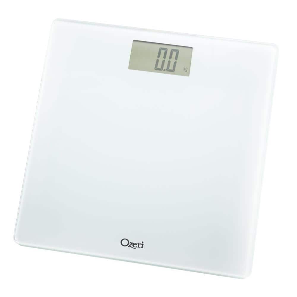 White Tempered Glass Digital Bathroom Scale with LCD Display