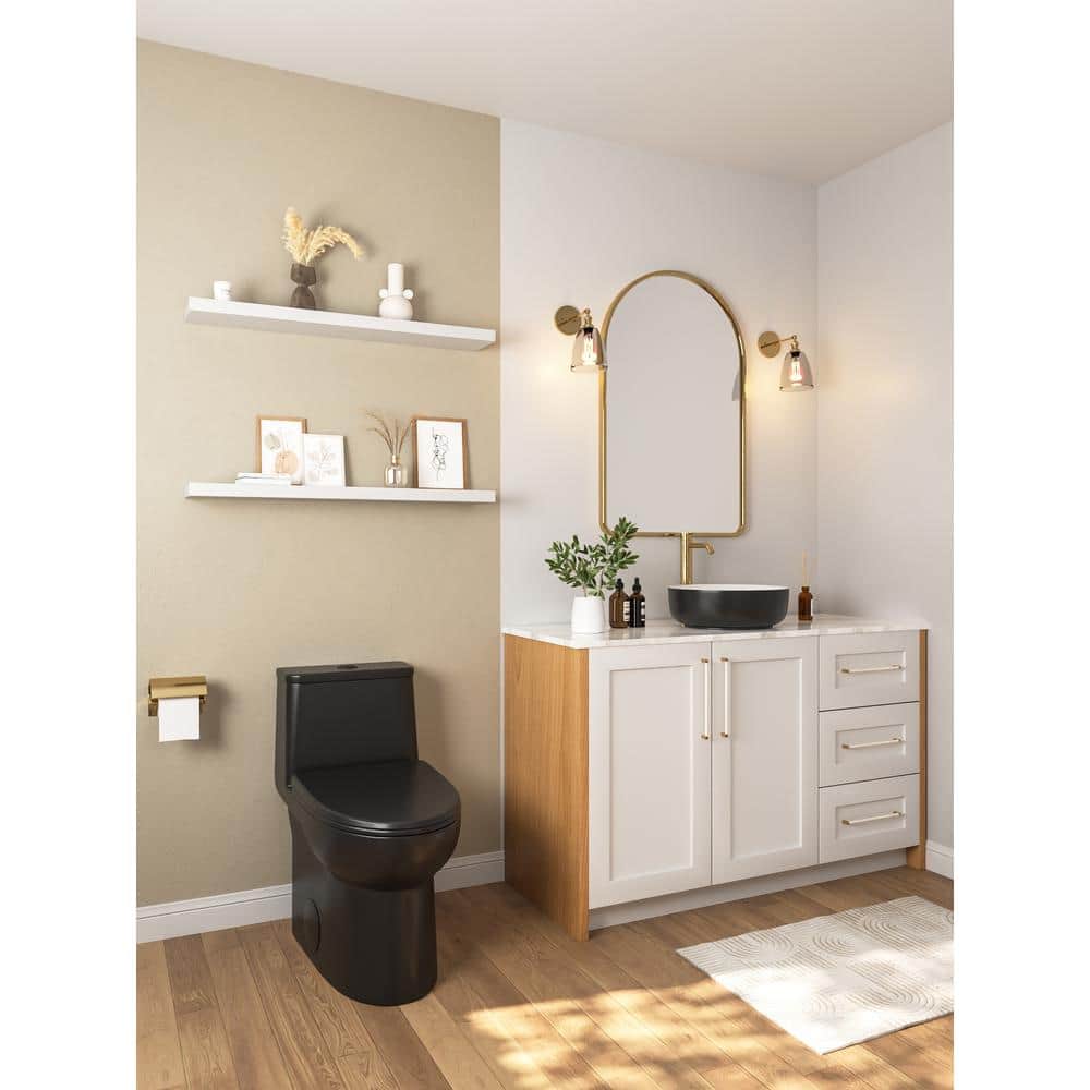 Black Elongated One-Piece High Efficiency Dual Flush Toilet