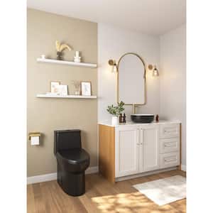 Ursa 1-Piece 1.1/1.6 GPF Dual Flush 12 in. Rough in Size Comfortable Height Elongated Toilet in Black