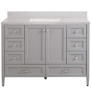 Claxby 49 in. W x 22 in. D Bath Vanity in Sterling Gray with Solid Surface Vanity Top in Silver Ash with White Sink