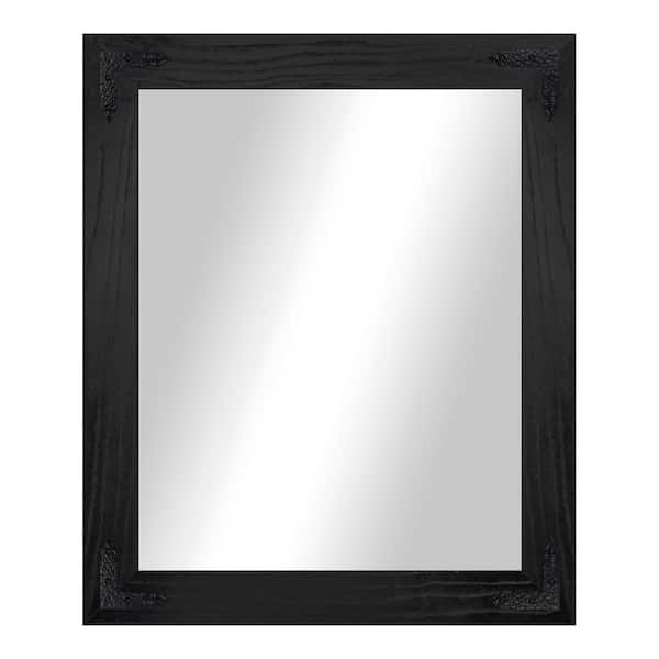 Rayne Mirrors (33 in. W x 30 in. H) Black Hardwood Rectangle Mirror with Decorative Corner Bracket