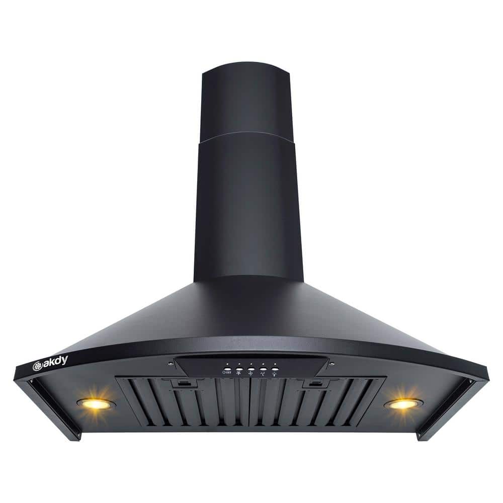 30 in. Convertible Kitchen Wall Mount Range Hood with Lights in Black Painted Stainless Steel