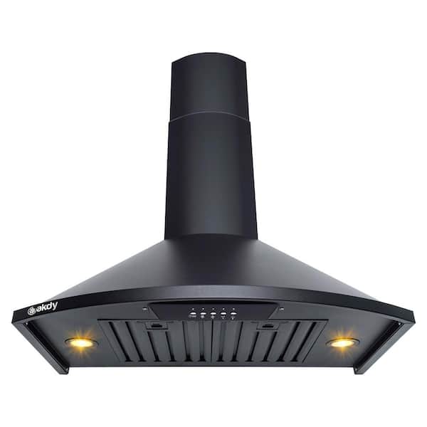 AKDY 30 in. Convertible Kitchen Wall Mount Range Hood with Lights in Black Painted Stainless Steel