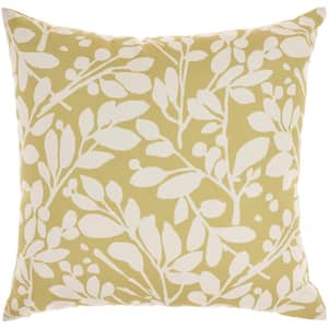 Waverly Apple Green Botanical Stain Resistant 20 in. x 20 in. Indoor/Outdoor Throw Pillow
