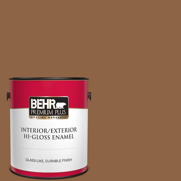 BEHR PREMIUM PLUS 1 gal. #260F-7 Caramel Latte Hi-Gloss Enamel Interior/Exterior Paint
