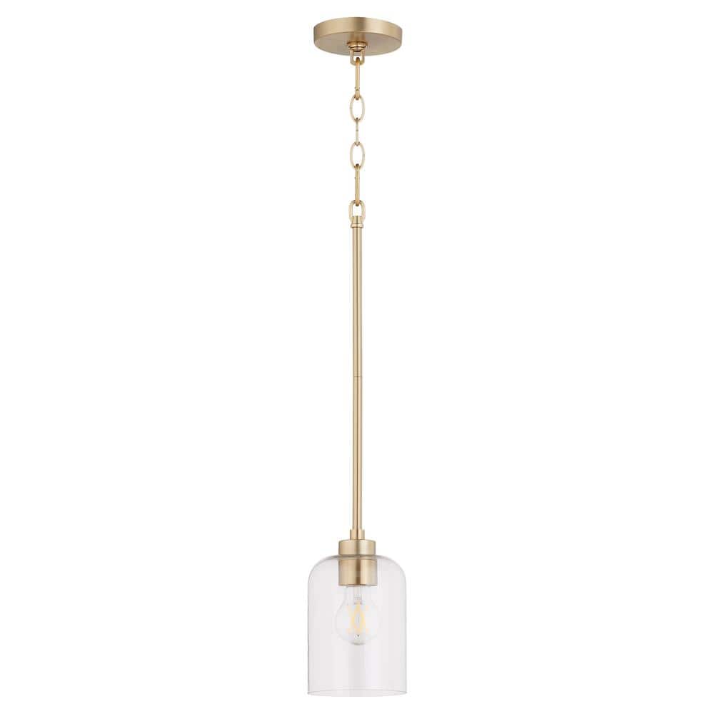 Aged Brass and Clear Glass 1-Light Pendant