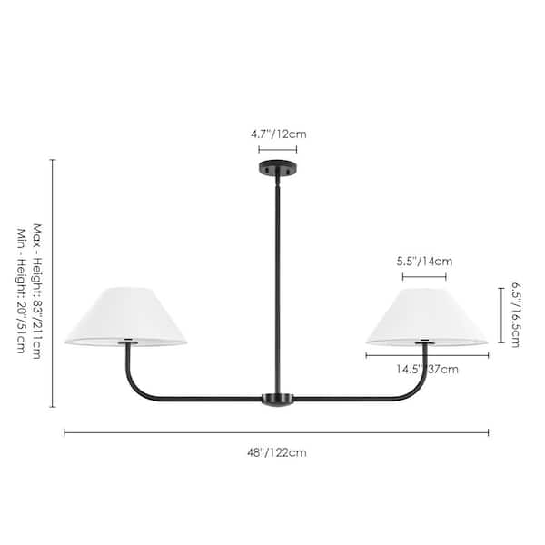 Rennnsan Remy 2-Light Modern Matte Black Linear Cone Fabric Large