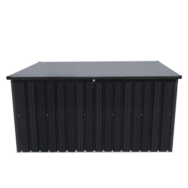 Waterproof 344 Gal. Metal Outdoor Deck Box with Hydraulic Rod Design and Security Lock, Corrosion-resistant Storage Box