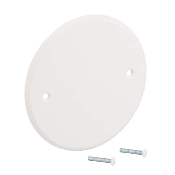 5 in. Round (Fits 4 in. Box) Blank Metal Wall Plate, White (Paintable)