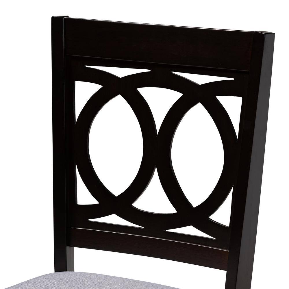 Lenoir Espresso Brown Wood & Gray Fabric 5-Piece Dining Set