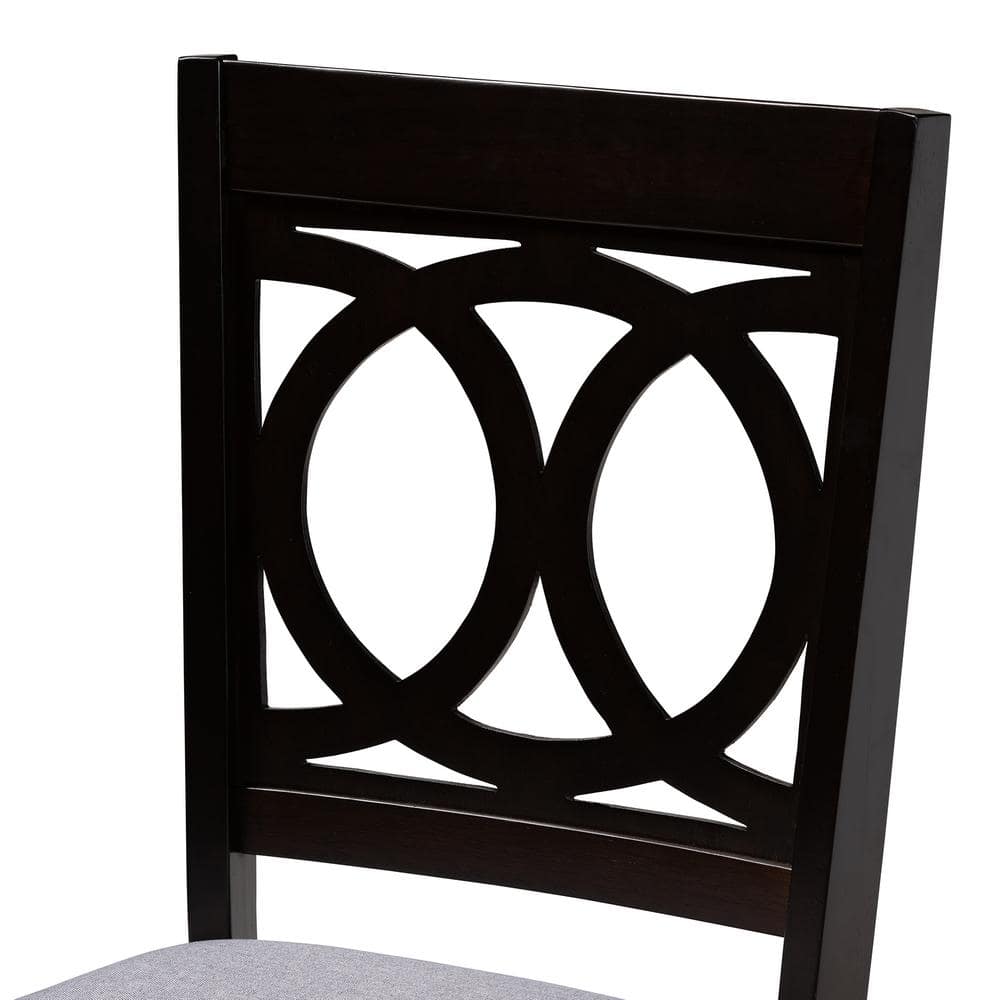 Lenoir Espresso Brown Wood & Gray Fabric 5-Piece Dining Set