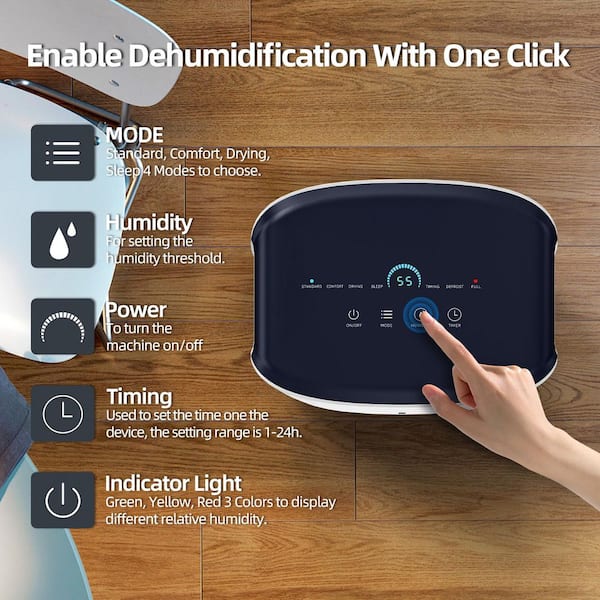 38 pt. 2200 sq. ft. Portable Dehumidifier in White with Auto Defrost, Continuous Run, Auto Shutoff, Drain Hose