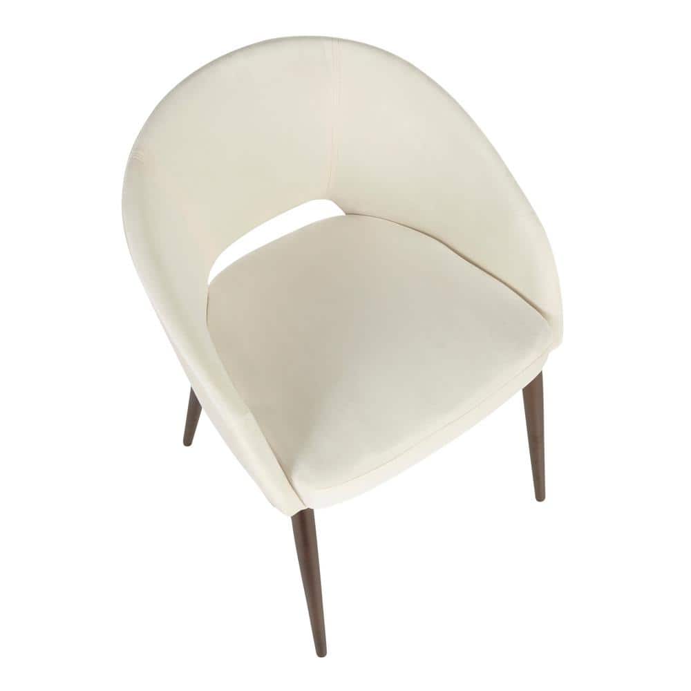 Cream Velvet Arm Chair with Copper Metal Legs