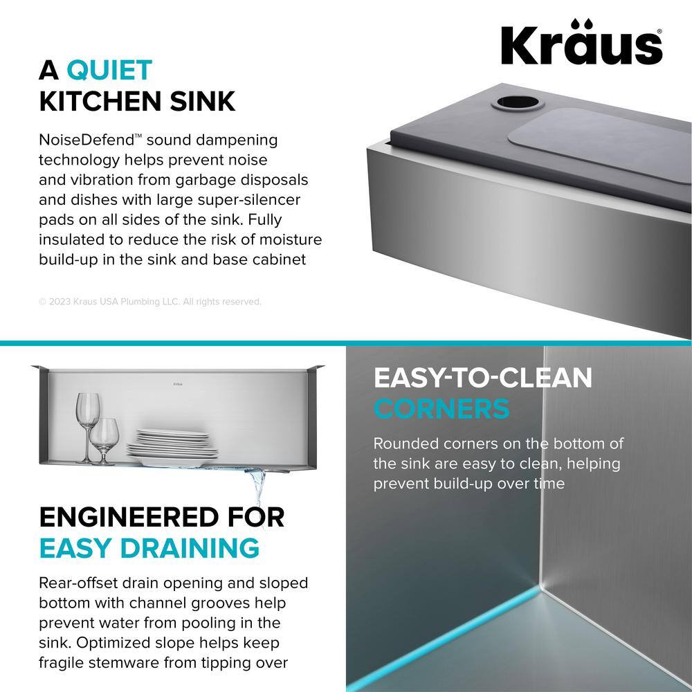 Kore 27-Inch Stainless Steel Farmhouse Workstation Sink