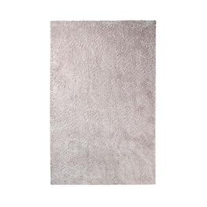 5' X 8' Beige Shag Stain Resistant Area Rug