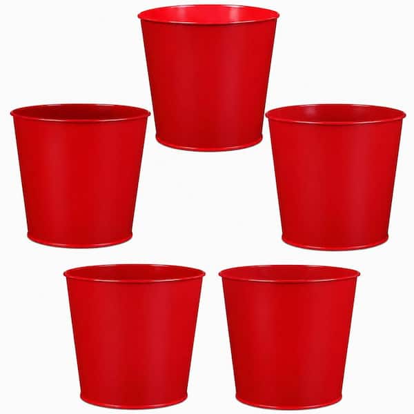 5-Piece Galvanized Christmas Metal Bucket Set for Beverage Service and Holiday Decor
