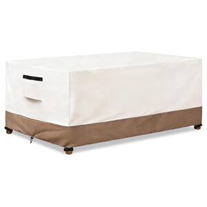 Outdoor Table Cover Waterproof Heavy Duty Rectangle Outdoor Dining Table Cover 90 D x 60 W x 27.5 in. H Beige and Brown