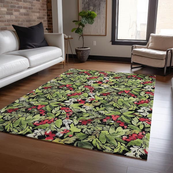 Chantille Machine Washable Indoor/Outdoor Abstract ACN1816 Black 8 ft. x 10 ft. Area Rug