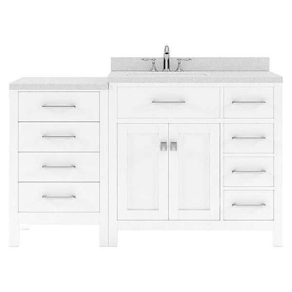 Virtu USA Caroline Parkway 57 in. W x 22 in. D x 35 in. H Single Sink Bath Vanity in White with Quartz Top