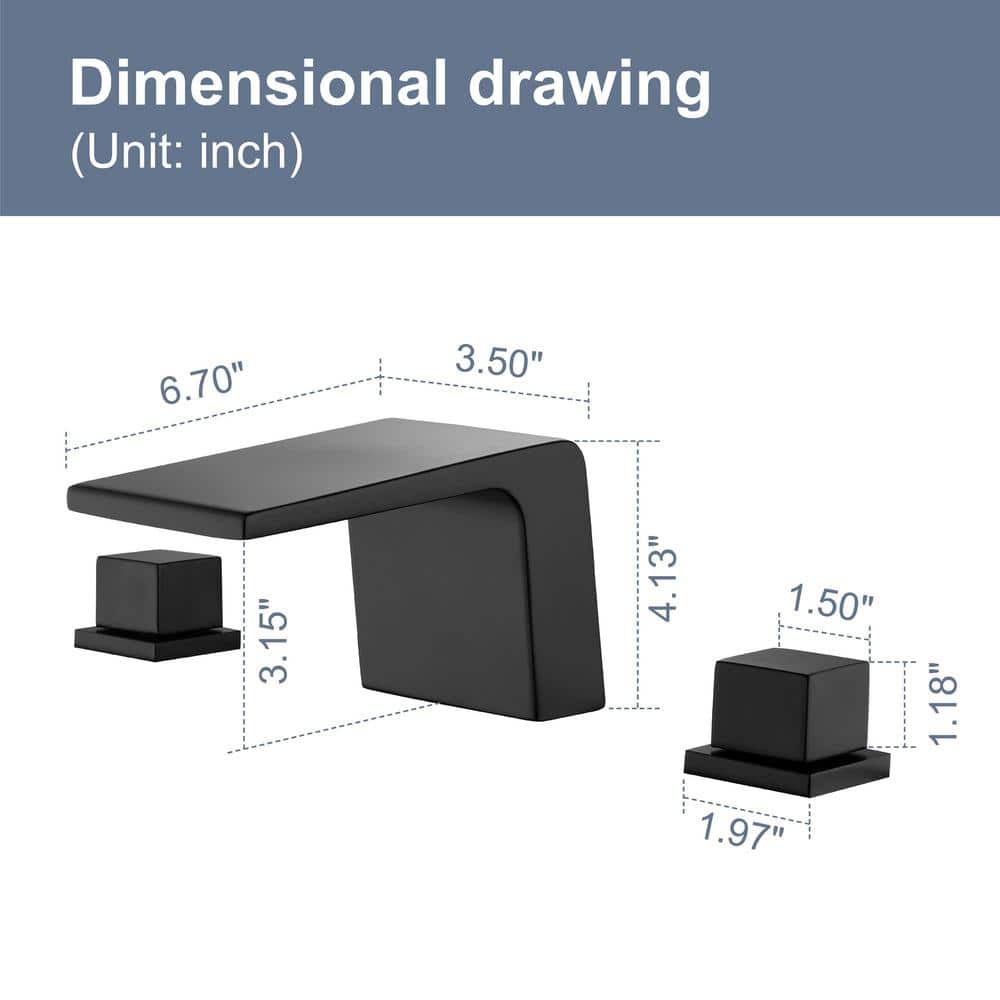 Matte Black Brass Waterfall Roman Tub Faucet with Dual Knob Handles