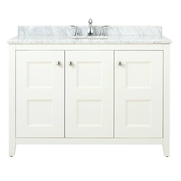 Home Decorators Collection Union Square 48 in. W x 22 in. D Bath Vanity in White with Natural Marble Vanity Top in Grey and White