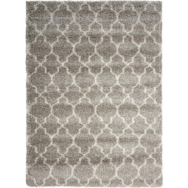 Amore Solid Shag Stone 3 ft. x 5 ft. Modern Shag Area Rug