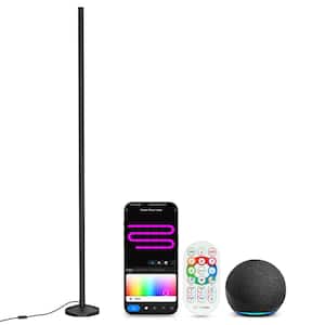 65 in. Black RGB Smart Dimmable Standard Integrated LED Floor Lamp