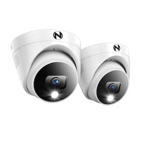 2K Wired Indoor/Outdoor Dome Spotlight Security Cameras with 2-Way Audio (2-Pack)
