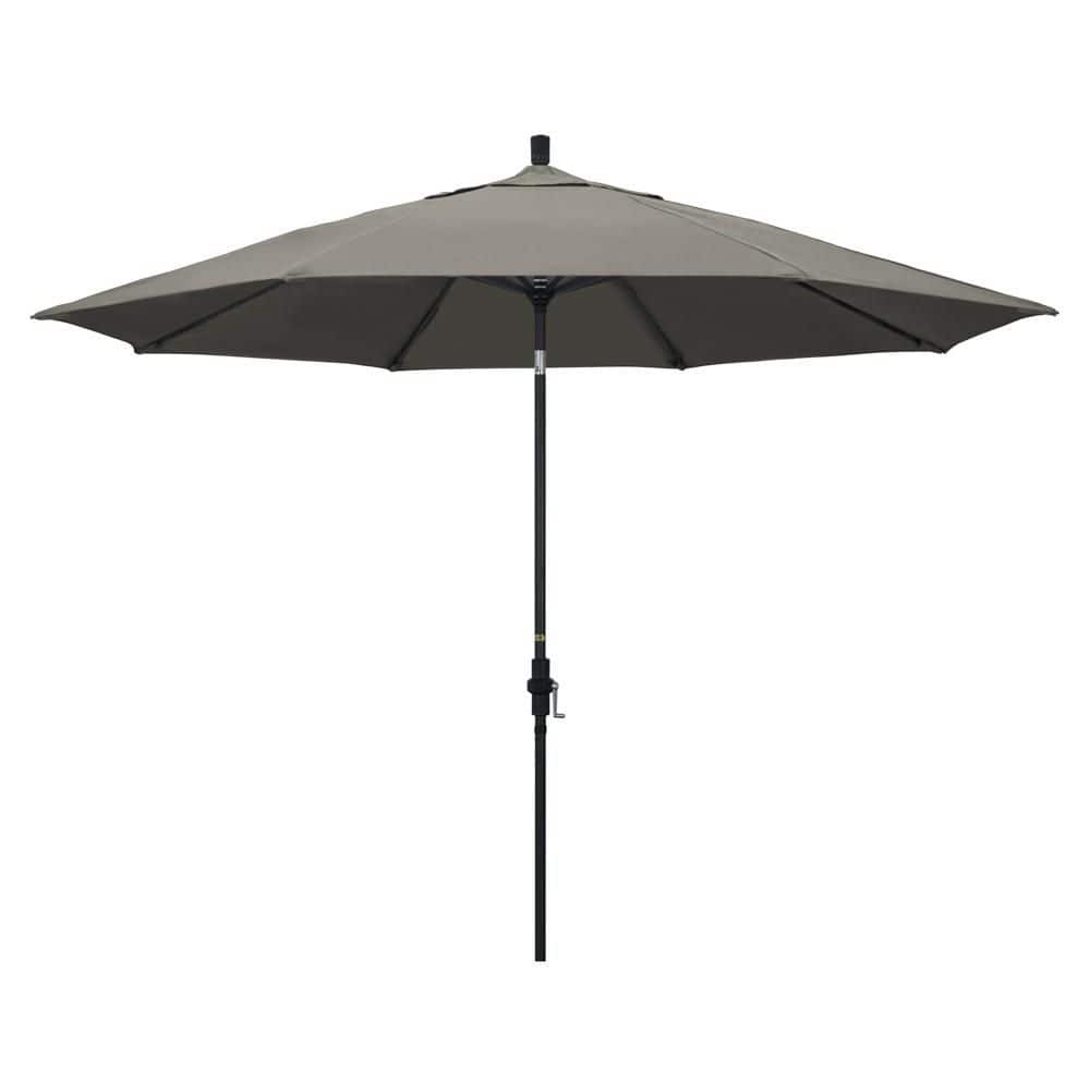 11 ft. Black Aluminum Market Patio Umbrella with Aluminum Ribs Collar Tilt Crank Lift in Taupe Pacifica price history on PriceWatchPro