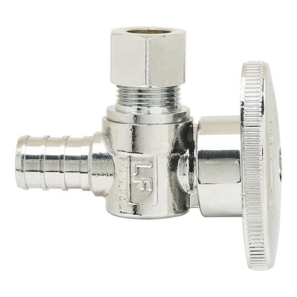 1/2 in. Nominal Crimp Barb (PEX) x 3/8 in. O. D. Compression 1/4 in. Turn Angle Brass Stop