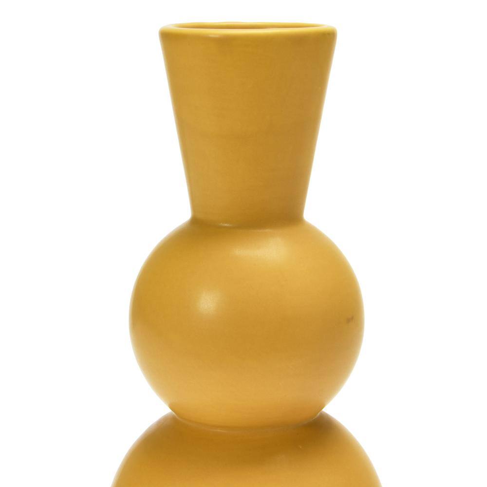 Artistic Mustard Stoneware Vase for Elegant Tabletop Decor