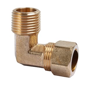 BARNETT BRASS 3/8" COMPRESSION X 1/2" MIP 90 DEGREE ELBOW MALE PIPE FITTING A225 