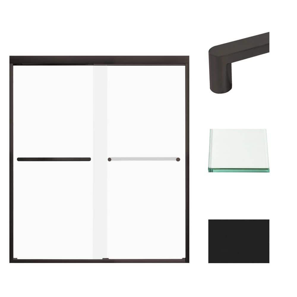 Frederick 59 in. W x 70 in. H Sliding Semi-Frameless Shower Door in Matte Black with Frosted Glass price history on PriceWatchPro