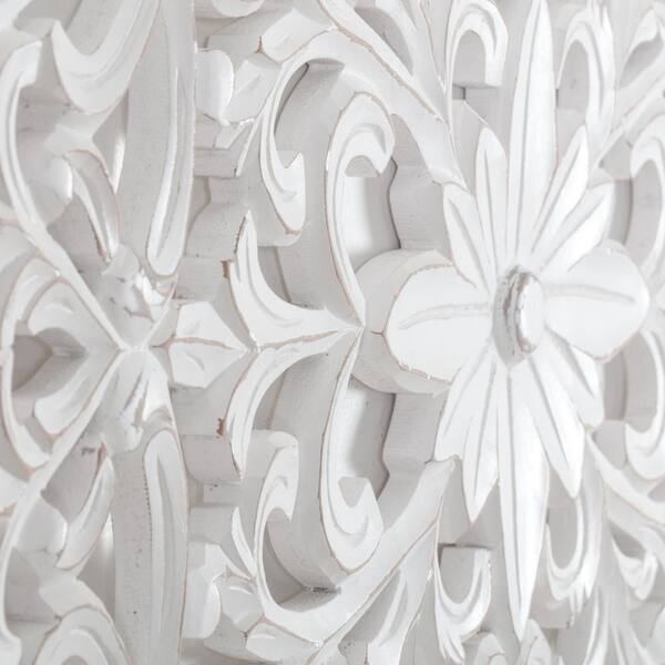 Madeleine Home Remo 18 In X 48 White Medallion Wooden Wall Art Sculptures Mh Md 13011wt - White Carved Wood Medallion Wall Art Madeleine Home Remo 18 In X 48 White Medallion Wooden Wall Art Sculptures Mh Md 13011wt - White Carved Wood Medallion Wall Art