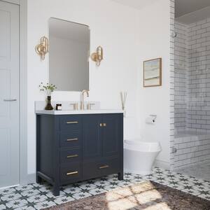 Cambridge 37 in. W x 22 in. D x 35 in. H Vanity in Midnight Blue with Quartz Vanity Top in White with Basin