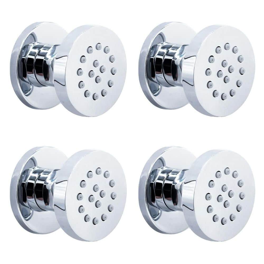 4-Piece 2 in. Round Body Spray Massage Spa Shower Jet in Wall, Showerhead with Mounting Hardware in Chrome for Bathroom price history on PriceWatchPro