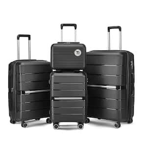 4-Piece Black Security and Convenience Luggage Set