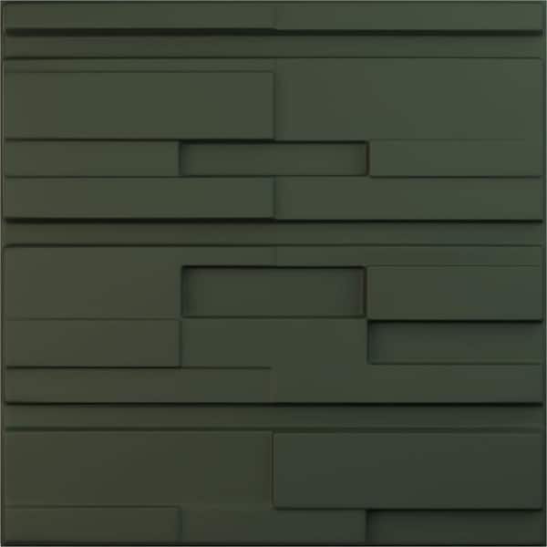 Ekena Millwork 19 5/8 in. x 19 5/8 in. Offset Brick EnduraWall Decorative 3D Wall Panel, Satin Hunt Club Green (Covers 2.67 Sq. Ft.)