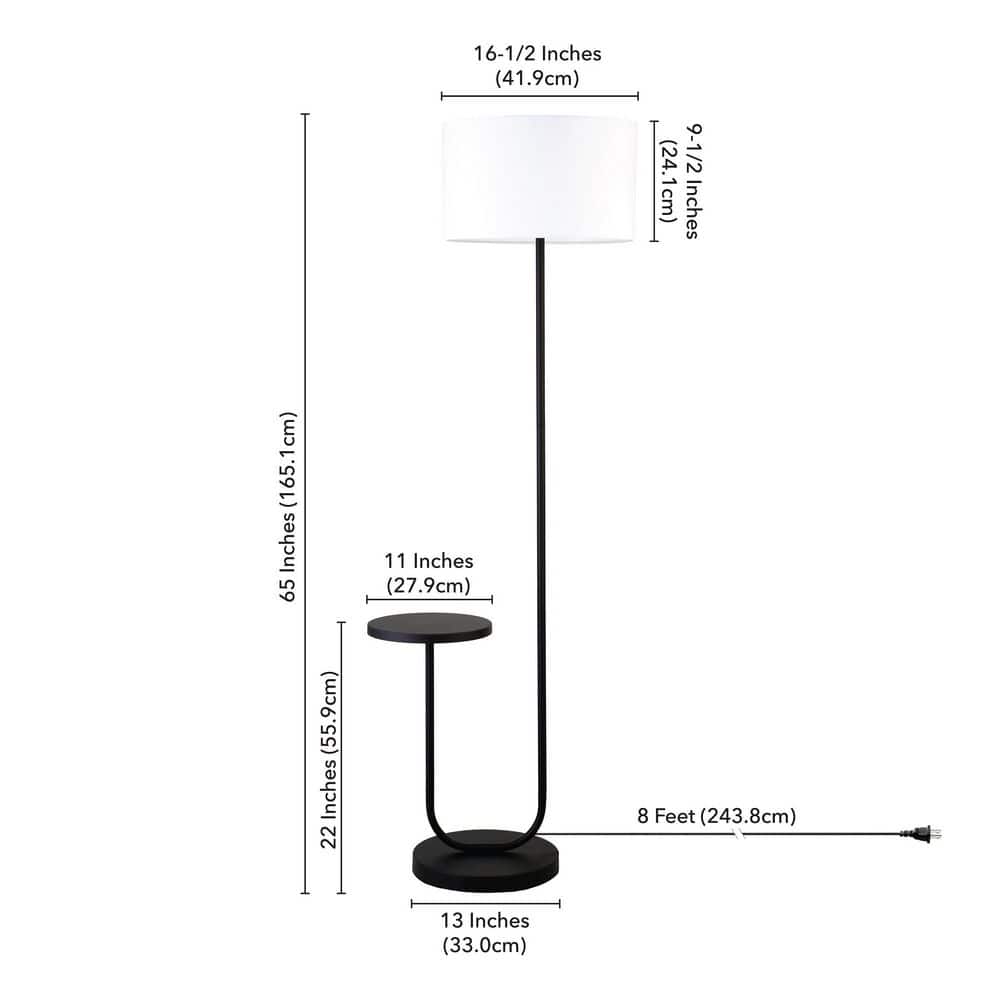 Blackened Bronze 65" Floor Lamp with Tray Table