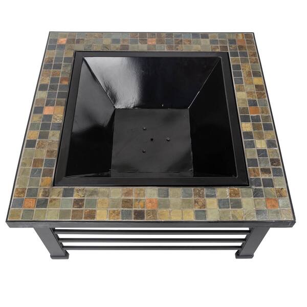 Pleasant Hearth Cascade Slate Top 34 In, Outdoor Fire Pit Replacement Pan Square