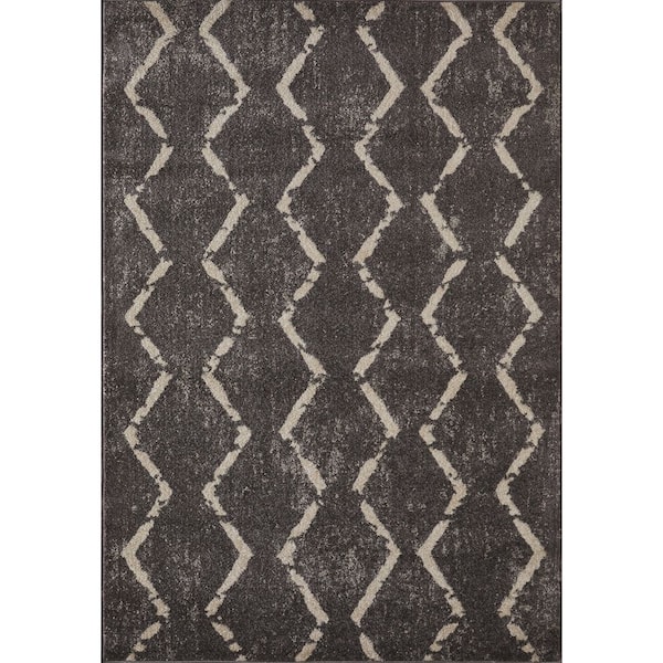 LOOMAKNOTI Kissandrah Brynder Brown 5 ft. 3 in. x 7 ft. 3 in. Geometric Polypropylene Area Rug