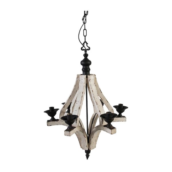 A & B Home Harper 6-Light White Wash, Black Chandelier